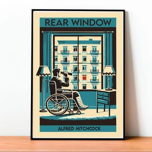 Poster La Finestra sul Cortile, Stampa Hitchcock, Copertina Vintage Film, Arte Minimalista, Decorazione Cinema, Regalo Unico