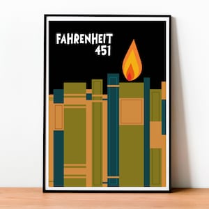 Fahrenheit 451, Ray Bradbury, Truffaut, Poster, Copertina del libro, Film, Stampabile, Romanzo classico, Arte da parete, Letteratura