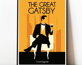 De Grote Gatsby, Francis Scott Fitzgerald, Boekomslag, Wandkunst, Dandy, Klassieke Literatuur, Klassieke Roman, Jazztijdperk, Poster