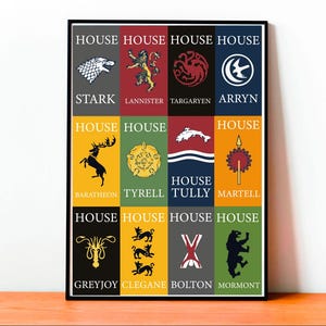 Fantasy Huis Wapen Poster, Geïnspireerd door Westeros, Middeleeuwse Heraldiek Kunst, Wapen Adellijke Familie, Gotische Decoratie, Fantasie