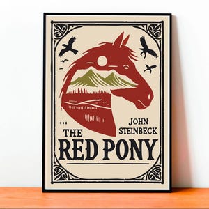 The Red Pony Poster, John Steinbeck, Stampa Libro Vintage, Arte Western, Decorazione Casa Rustica, Cavalli, Letteratura Classica,