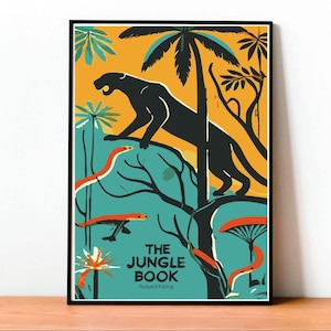 Poster Il Libro della Giungla, Arte di Mowgli, Poster di Kipling, Avventura nella Giungla, Arte Minimalista, Arte Animali Selvaggi