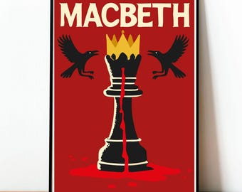 Macbeth Book Cover Poster: William Shakespeare Print, Literary Wall Art, Vintage, Wall Art, Modern Design, Home Decor, Classic Tragedy,
