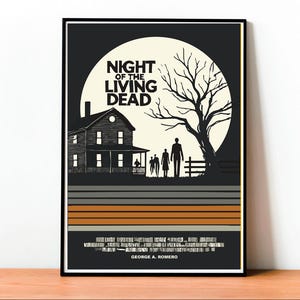 Night of the Living Dead, Movie Poster, Horror Film, Classic Zombie Film, Vintage Movie Art, Retro Poster, Cult Classic, Horror Decor