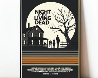 Night of the Living Dead, Movie Poster, Horror Film, Classic Zombie Film, Vintage Movie Art, Retro Poster, Cult Classic, Horror Decor