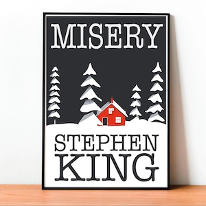 Misery, Stephen King, Poster, Wandkunst, Psychologische Thriller, Horrorroman, Literaire Kunst