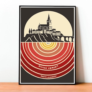 Poster Divina Commedia, Dante Alighieri, Poesia Italiana, Inferno Purgatorio Paradiso, Letteratura Classica, Arte Murale, Regalo Letterario