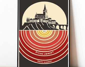 Divine Comedy Poster, Dante Alighieri Art, Print Vintage, Wall Art,Modern Design, Book Poster, Digital Print, Cover Poster, Italian Prints