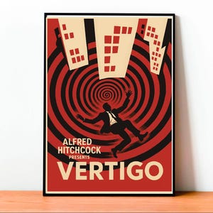 Poster Vertigo, Arte di Film di Alfred Hitchcock, Film Classico, Poster Vintage, Thriller Suspense, Dramma Psicologico, Arte da Parete