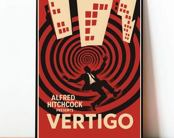 Vertigo Poster, Alfred Hitchcock, Classic Movie, Vintage Poster, Suspense Thriller, Psychological Drama, Movie Wall Art, Iconic Movie Art