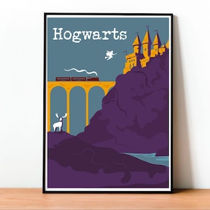 Poster di Magia, Stampa d'Arte Incantata con Creature Magiche e Scuola di Magia