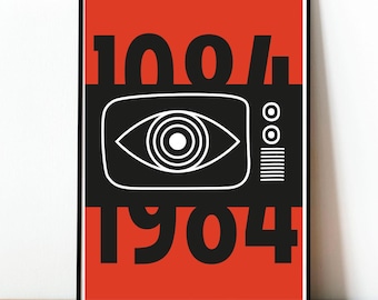 1984 Poster, George Orwell, Dystopian Poster, Vintage Poster, Wall Art, Modern Design, Book Poster, Digital Print, Cover Poster, Book Lover