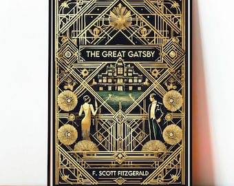 The Great Gatsby Poster, Classic Literature Wall Art, F Scott Fitzgerald Print, 1920s Art Deco Decor, Vintage Book Cover Art, Literary Gift
