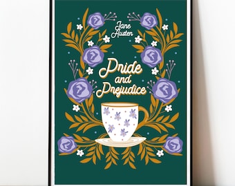 Orgulho e Preconceito, Jane Austen, Capa do Livro, Arte de Parede, Literatura Clássica, Romance Romântico, Era da Regência, Poster, pôster