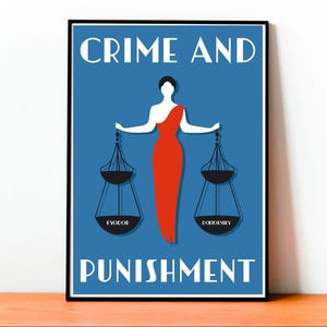 Crime and Punishment Poster, Fyodor Dostoevsky Wall Art, Russian Literature Print, Minimalist Book Art, Classic Novel Poster, Literary Gift