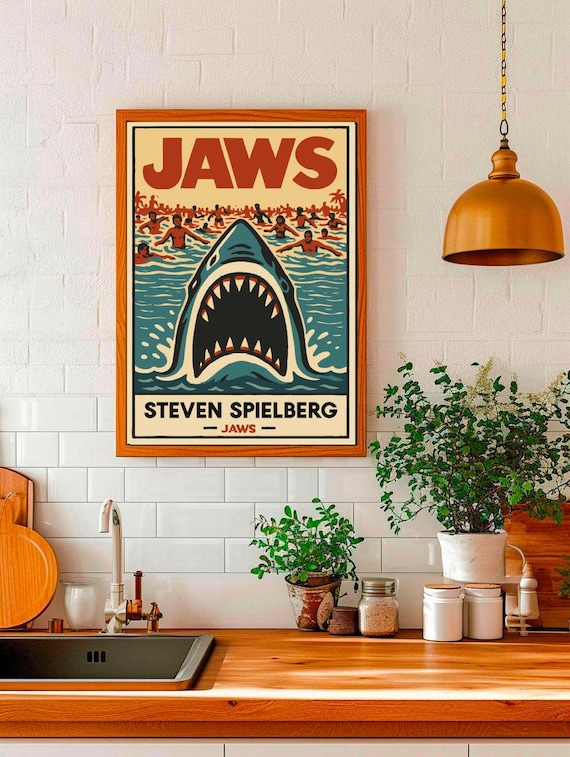 ジョーズ ポスター, ヴィンテージ映画アート, サメ スリラー 作品