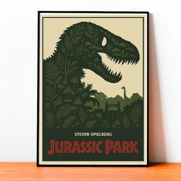 Jurassic Park Poster, Movie Poster, Vintage Home, Design Poster, Wall Decor, Sci Fi Adventure, Dinosaur Art, Cult Movie, Geek Art, Cult 80