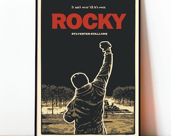 ロッキー映画ポスター、アートプリント、白黒アート、ボクシングアート