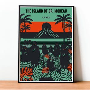 The Island of Dr Moreau Poster, H.G. Wells Print, Sci Fi Horror Art, Vintage Book Cover, Dark Academia Decor, Classic Literature Poster