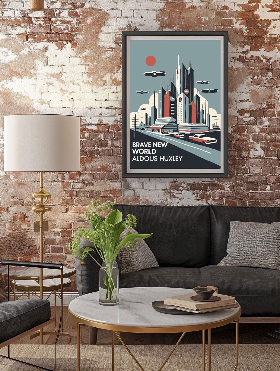 Brave New World, Aldous Huxley, Dystopian Poster, Sci-fi Art