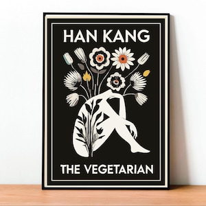 The Vegetarian Poster, Arte Han Kang, Copertina Vintage, Wall Art Minimalista, Decorazione Floreale, Natura, Stampa Fine Art,  Art Femminile