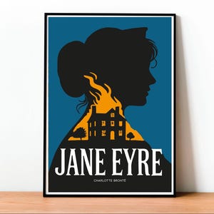 Jane Eyre, Póster de Portada de Libro, Charlotte Bronte, Póster de Literatura, Arte de Pared de Literatura Inglesa, Diseño Minimalista