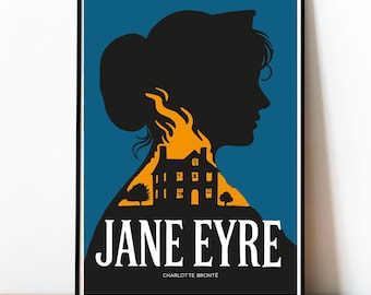 Jane Eyre, Book Poster, Victorian Wall Art, Bronte Sisters, Classic Book Print, Vintage, Wall Art, Modern Design, Classic Literature