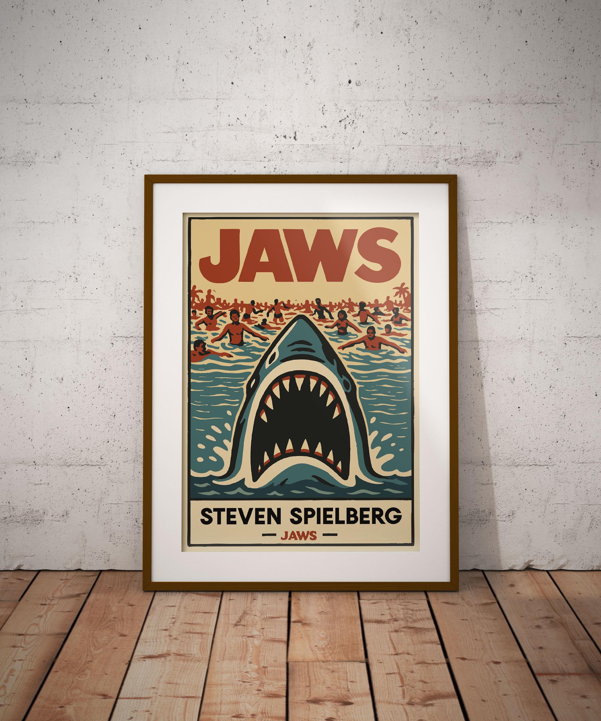 ジョーズ ポスター, ヴィンテージ映画アート, サメ スリラー 作品