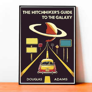 Hitchhikers Guide Poster – Ikonisches SciFi Cover zur Feier eines Kultklassikers