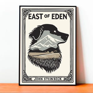 East of Eden Poster, Arte John Steinbeck, Illustrazione Fatto a Mano, Copertina Vintage, Stampa Minimalista, Arte Letteraria, Arte Italiana