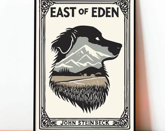 Póster Al Este del Edén, Arte John Steinbeck, Ilustración Hecha a Mano, Portada Vintage, Impresión Minimalista, Arte Literario