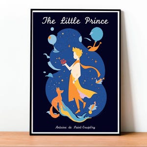 Il piccolo principe, copertina del libro, Antoine de Saint-Exupéry, poster, design moderno, illustrazione per bambini, design minimalista