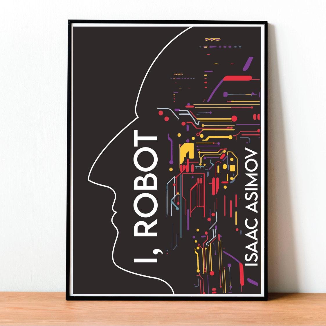 I, Robot Book Cover Poster: Isaac Asimov, Minimalist Sci-fi Art