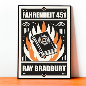 Poster Riadattato Fahrenheit 451 – Copertina Iconica, Ribellione in Fiamme, Censura Distopica