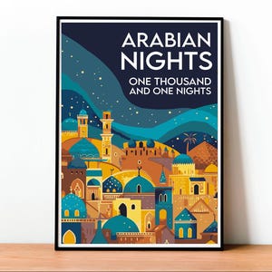 Mille e Una Notte, Libro, Poster, Notti Arabe, Fiabe popolari, Arabo, Stampe d'arte islamica, Arte murale, Stampa estetica, Arte moderna