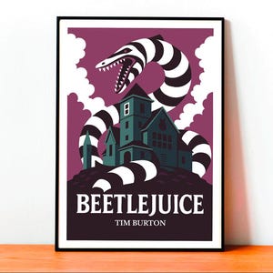 Beetlejuice Poster, Film Cult, Arte Cinematografica, Poster Vintage, Design Unico, Arte da Parete, Decorazione Casa, Artista Italiano
