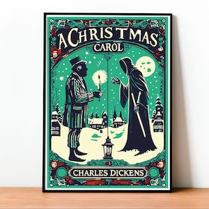 A Christmas Carol, Portada de Libro, Charles Dickens, Literatura Clásica, Decoración Navideña, Victoriana, Regalo Amantes los Libros,Scrooge
