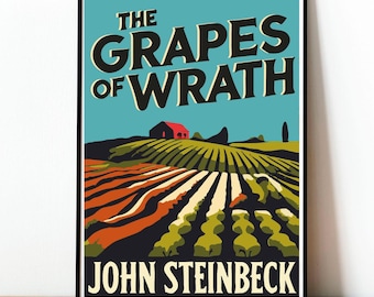The Grapes of Wrath Poster, John Steinbeck Print, Classic Literature Wall Art, Vintage Book Decor