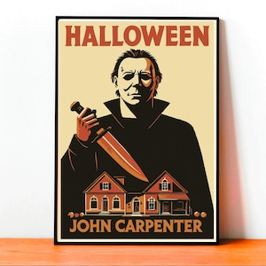 Poster Halloween, John Carpenter Horror, Michael Myers, Arte Cinematografica Cult, Poster Vintage, Design Unico, Arte da Parete, Decorazione