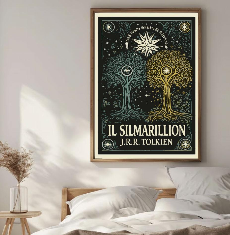 The Silmarillion Poster, J.R.R. Tolkien, Epic Fantasy Art, Middle