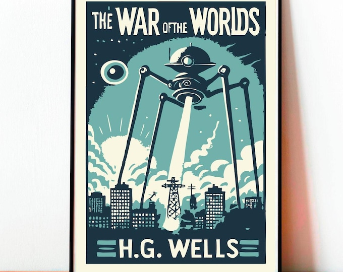 War of the Worlds Poster, Sci-Fi Poster, Robot Poster, Alien Poster, Vintage Poster, Wall Art, Modern Design, Book Poster, Geek Print