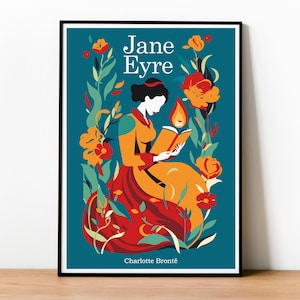 Jane Eyre, Póster de Portada de Libro, Charlotte Bronte, Póster de Literatura, Arte de Pared de Literatura Inglesa, Diseño Minimalista