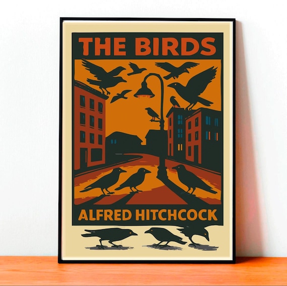 The Birds Poster, Alfred Hitchcock Print, Horror Movie Art, Vintage Film Poster, Suspense Thriller, Retro Cinema Decor, Cult Classic