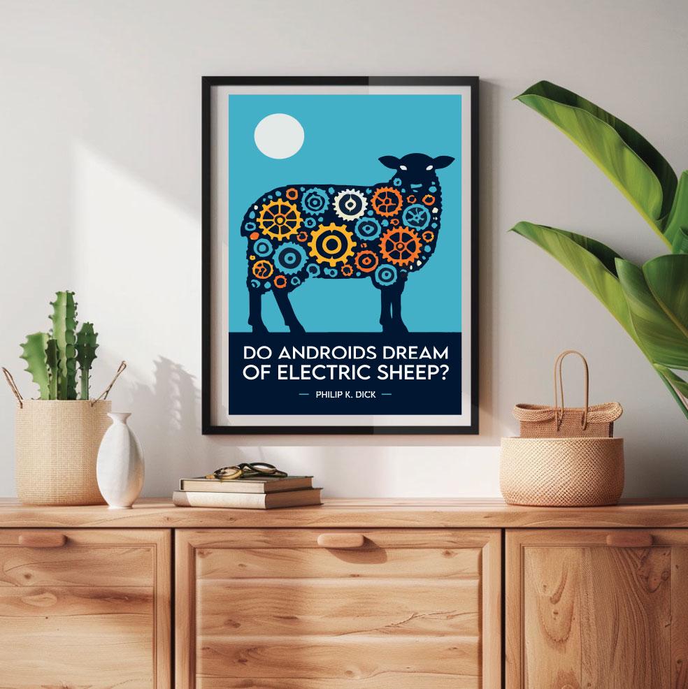 Do Androids Dream of Electric Sheep Poster, Philip Dick Book Print