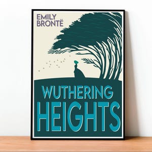Cime tempestose, copertina libro, poster, Emily Brontë, stampe per amanti dei libri, letteratura inglese, arte da parete, design minimalista