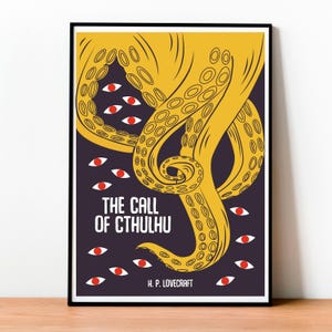 Call of Cthulhu Book Cover Art Print: Lovecraft Horror Poster,  Book Cover Poster, Vintage, Wall Art, Movie, Modern Design, Monsters, Geek