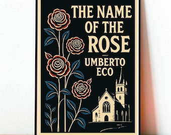 Der Name der Rose Poster, Umberto Eco, Vintage Poster, Wanddeko, Modernes Design, Buch Poster, Digitaldruck, Cover Poster, Geschenk Leser
