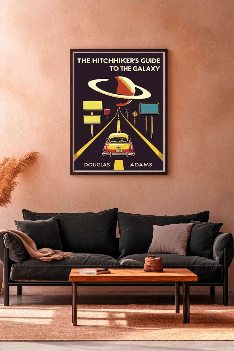 Hitchhiker's Guide to the Galaxy Poster, Sci-fi Poster, Vintage Poster ...
