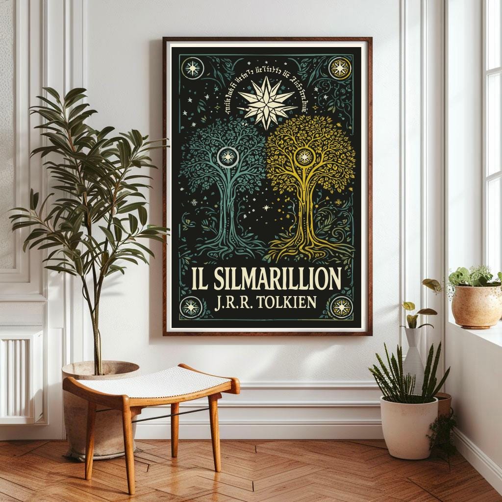 The Silmarillion Poster, J.R.R. Tolkien, Epic Fantasy Art, Middle