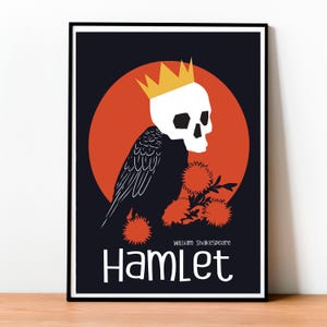 Hamlet Poster: William Shakespeare Art Print, Vintage Book Cover, Vintage, Wall Art, Movie, Modern Design, Classic Tragedy British Poster